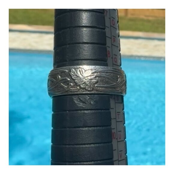 Silver Purity Ring Wedding Band Women Medieval Wedding Ring Silver Flower Ring - Picture 8 of 8